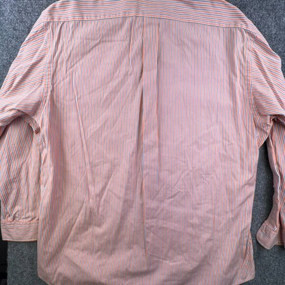 Ralph Lauren Button Up Shirt Long Sleeve Cotton 17 34/35 Orange Striped Classic - Picture 10 of 11
